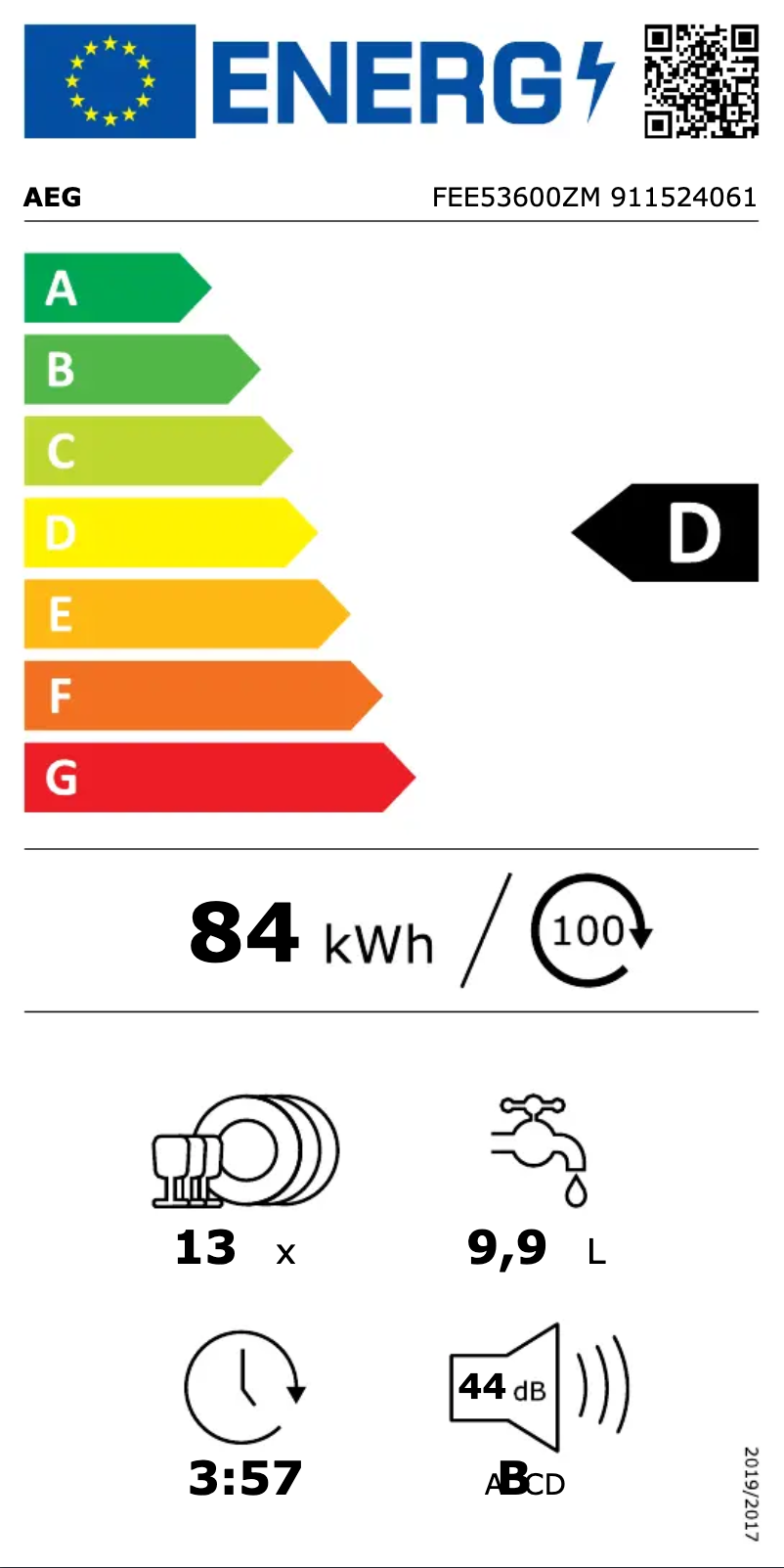 Page n°1 - Label énergétique AEG FEE53600ZM