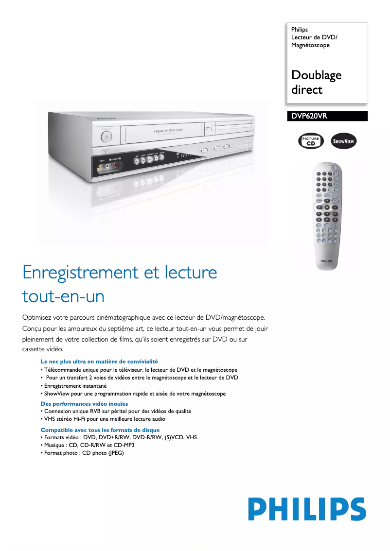 First page image of the manual for DVP620VR