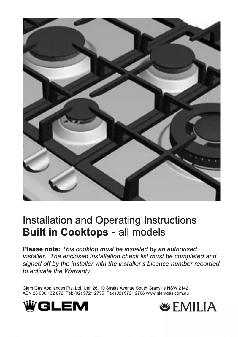 Page n°1 - Instructions / montage Glem Gas FC75GSWI