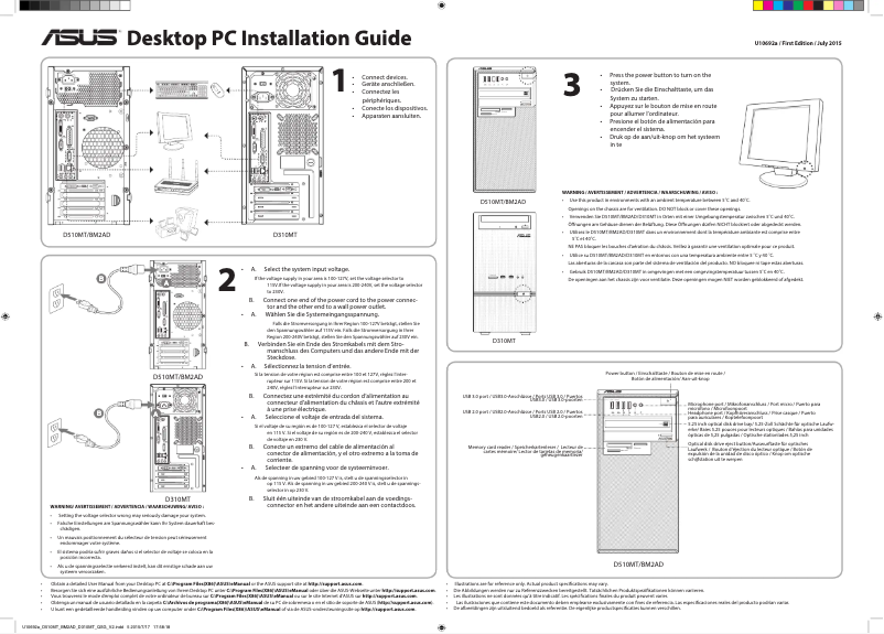 Page n°1 - Guide de démarrage rapide Asus BM2CD