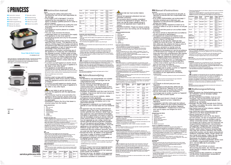 Page 1 de la notice Manuel utilisateur Princess 263000