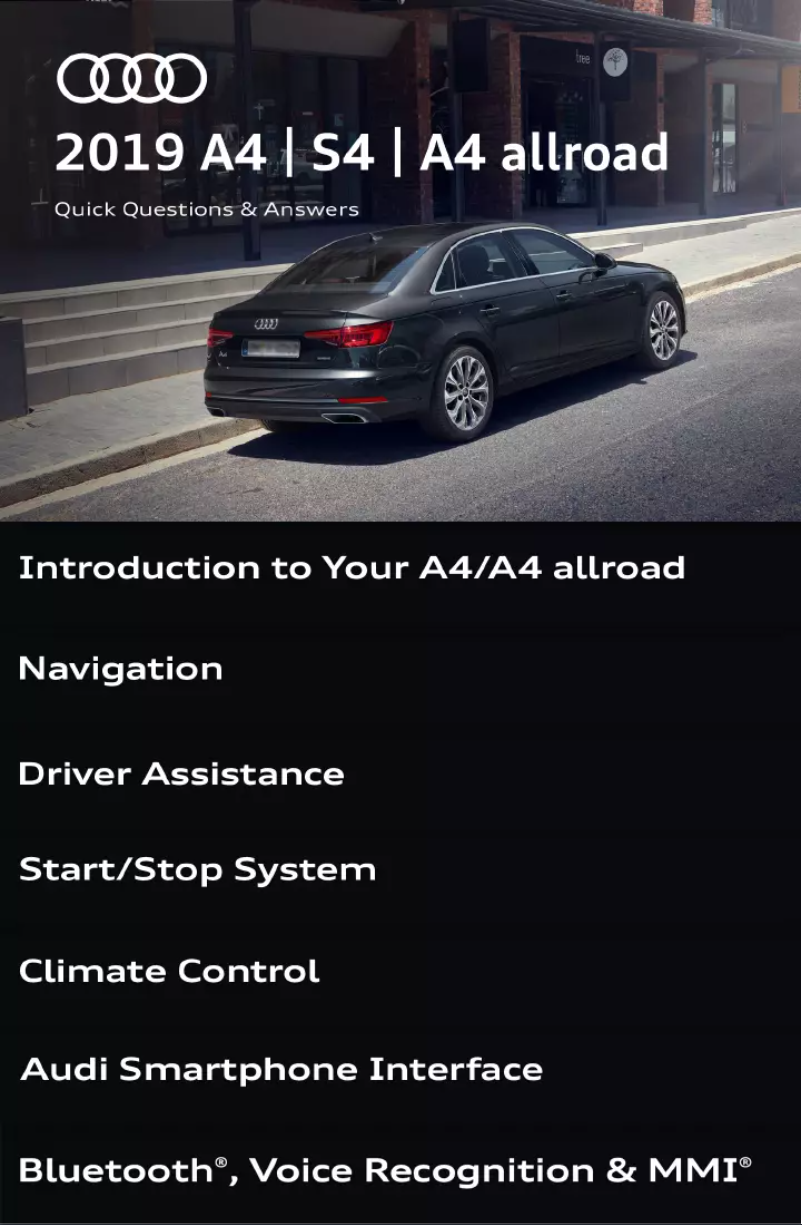 Page 1 de la notice Manuel utilisateur Audi A4 (2019)