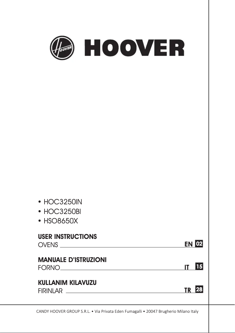 Page n°1 - Manuel utilisateur Hoover HOC3250BI