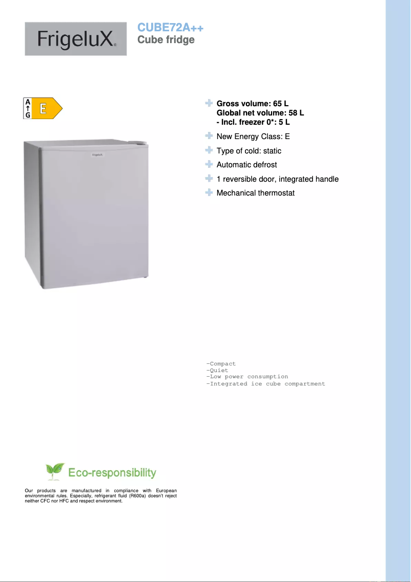 Image de la première page du manuel de l'appareil CUBE72A++