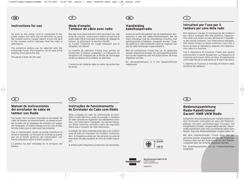 Image de la première page du manuel de l'appareil 25m H05VV-F 3G1,5