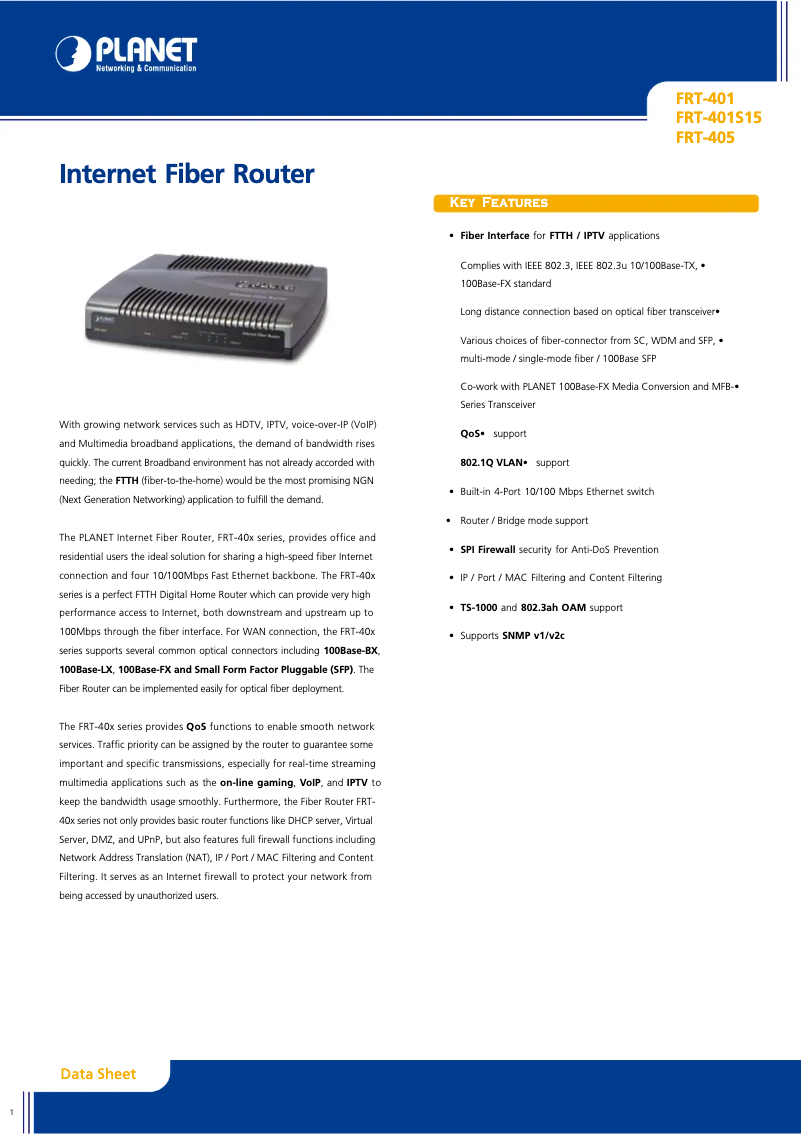 Imagen de la primera página del manual del dispositivo FRT-405