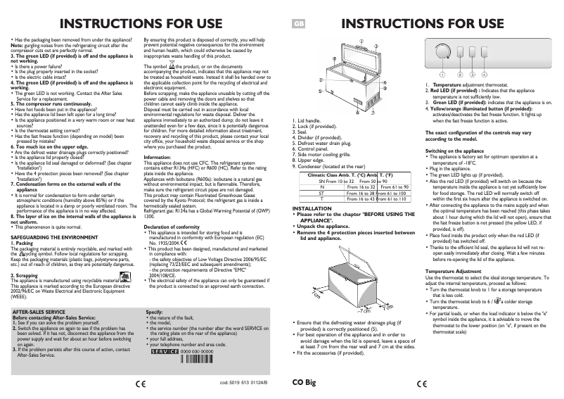 Page 1 de la notice Manuel utilisateur Whirlpool AFG 5246-