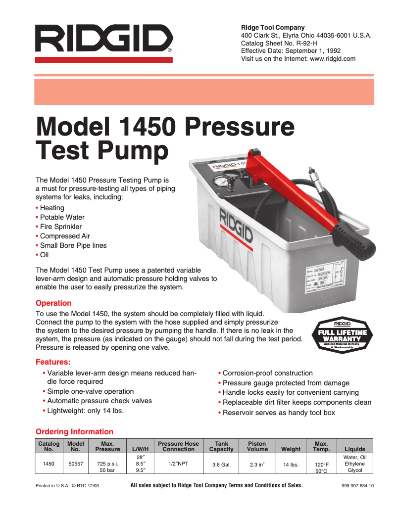 Image de la première page du manuel de l'appareil 1450