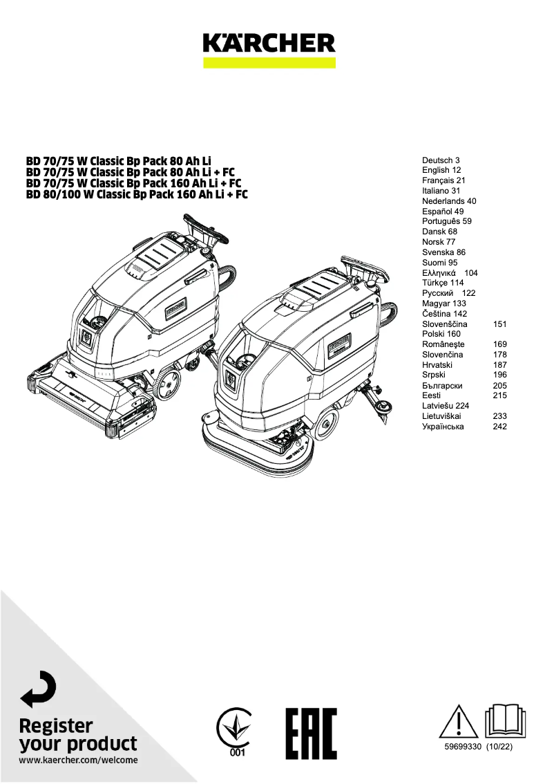 Image de la première page du manuel de l'appareil BD 70/75 W Classic Bp