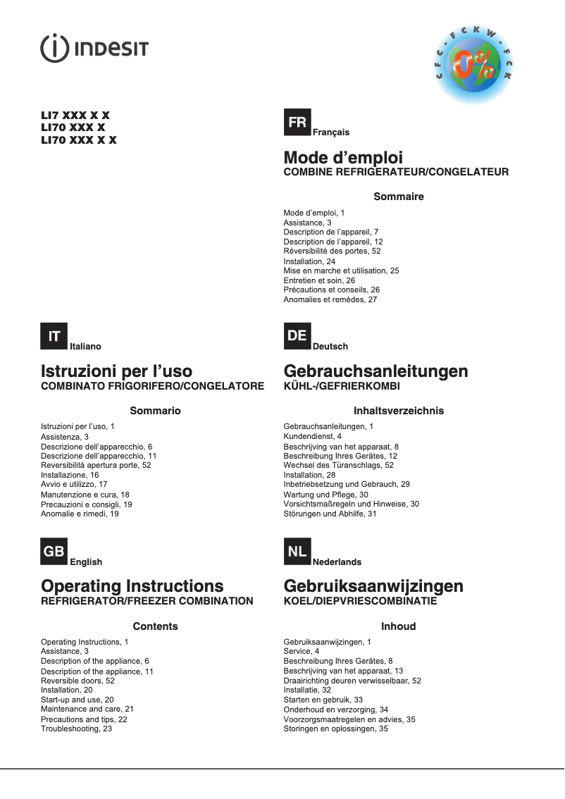 Image de la première page du manuel de l'appareil LI70 FF1 X