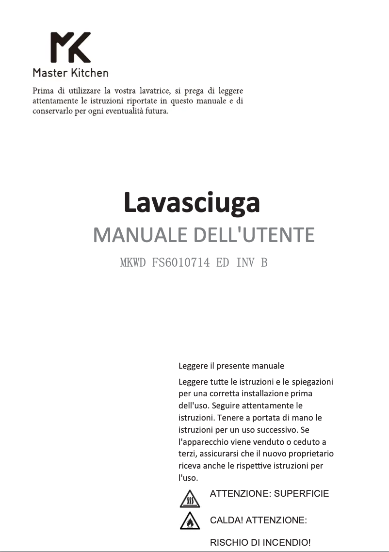 Page 1 de la notice Manuel utilisateur Master Kitchen MKWD FS6010714 ED INV B