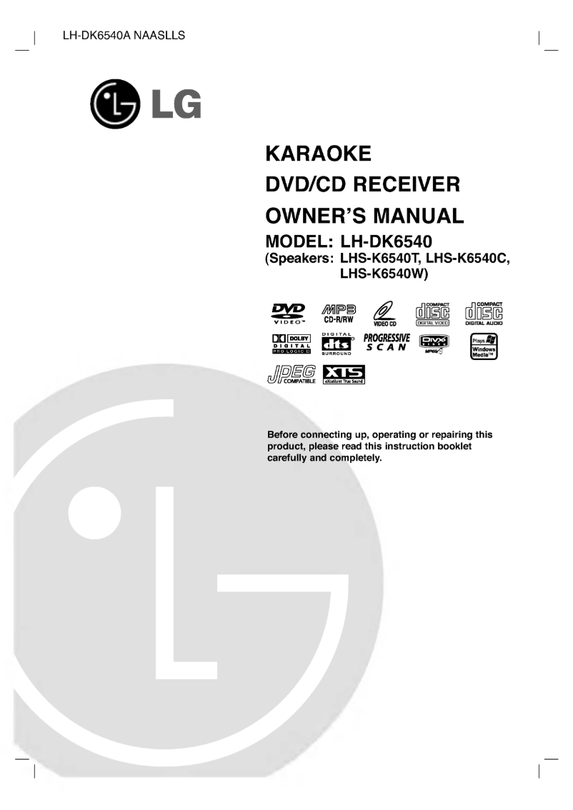 Page n°1 - Manuel utilisateur LG LH-DK6540A