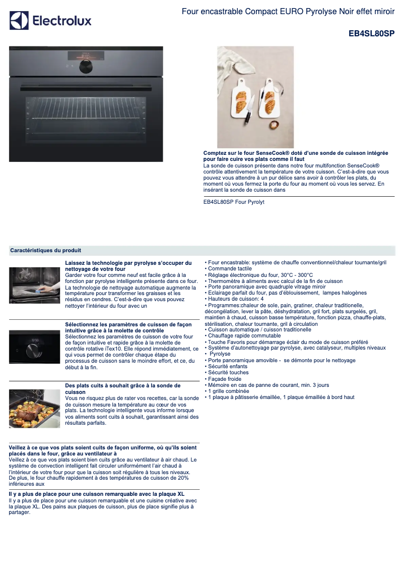 Página 1 del manual Ficha técnica Electrolux EB4SL80SP