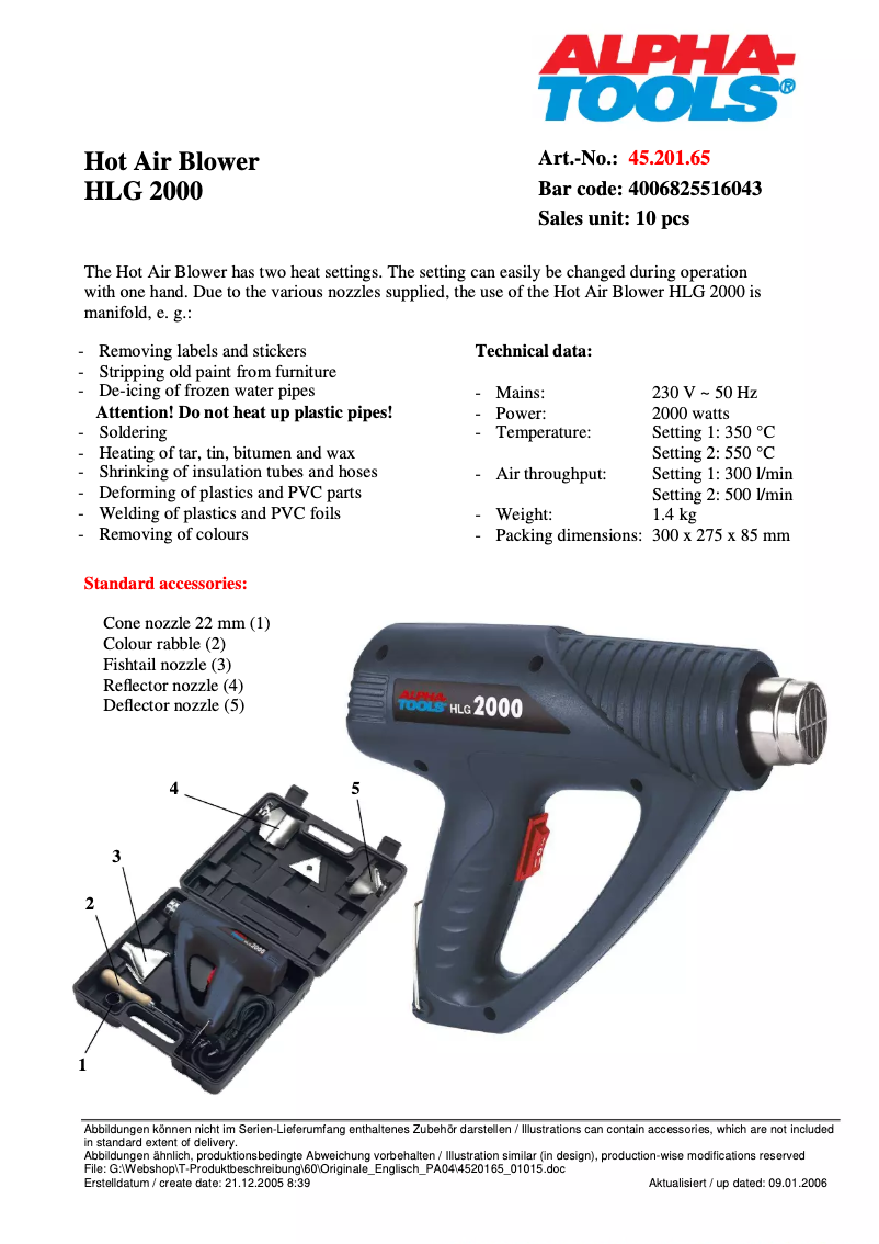 Image de la première page du manuel de l'appareil HLG 2000