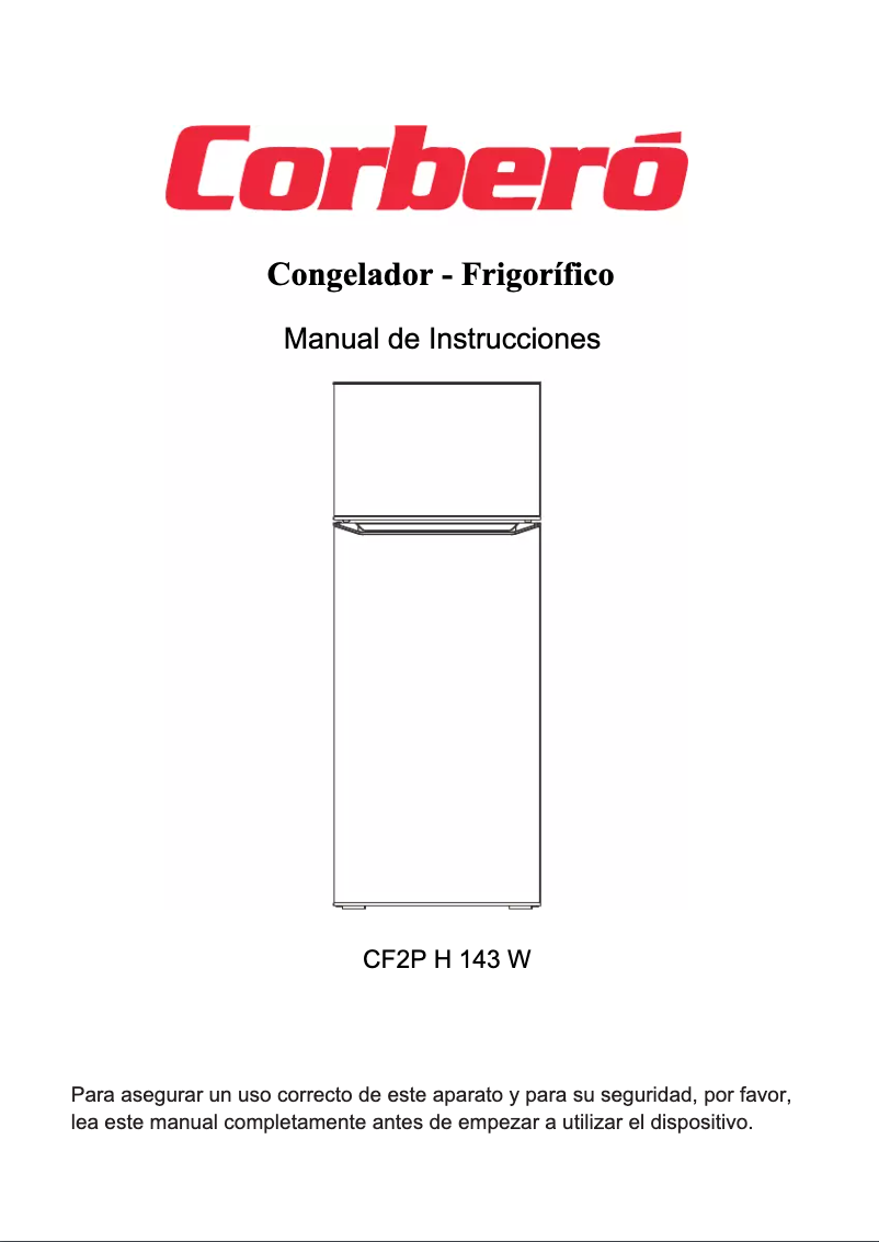 Page 1 de la notice Manuel utilisateur Corbero CF2PH143W