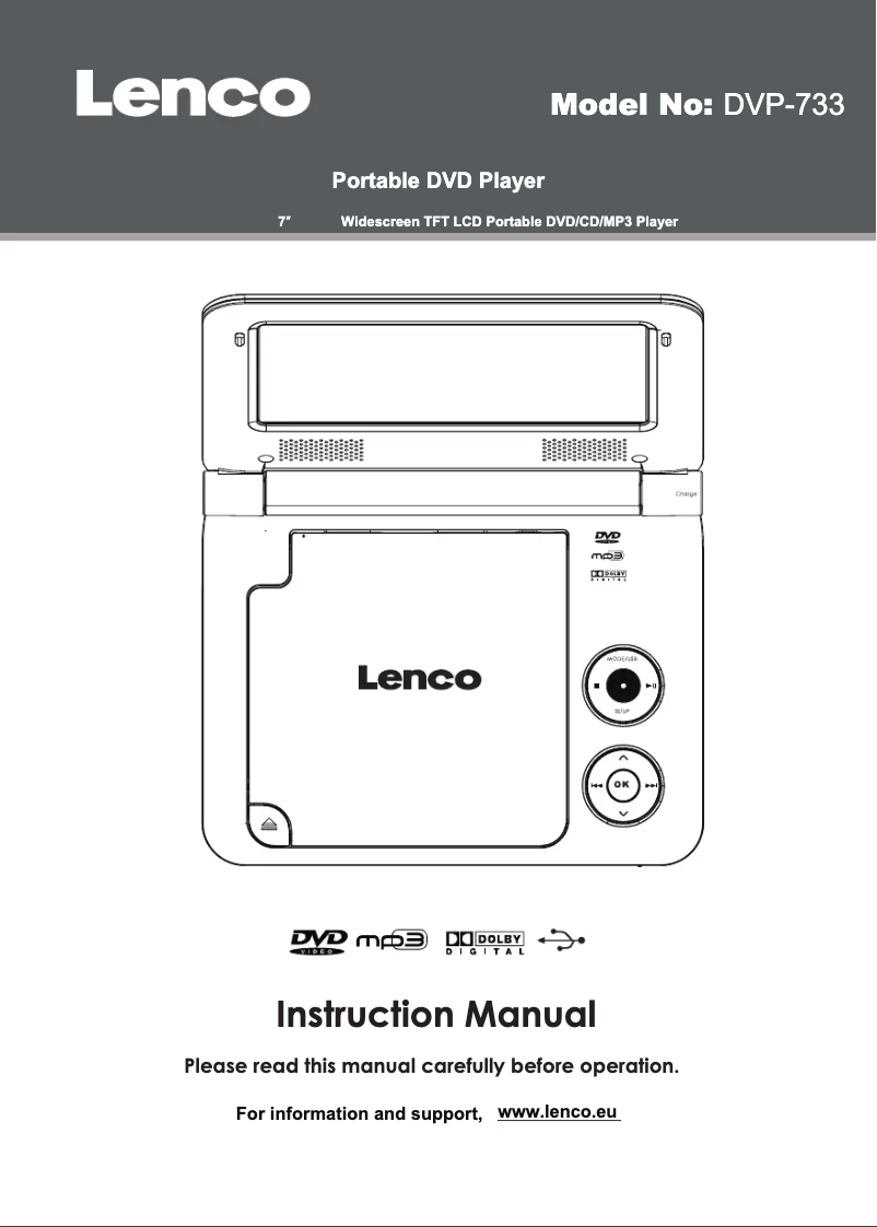 Page n°1 - Manuel utilisateur Lenco DVP-733