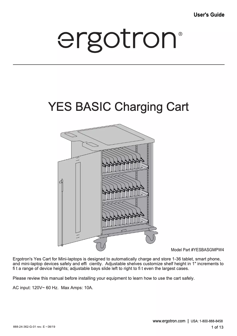 Page 1 de la notice Manuel utilisateur Ergotron Yes 40