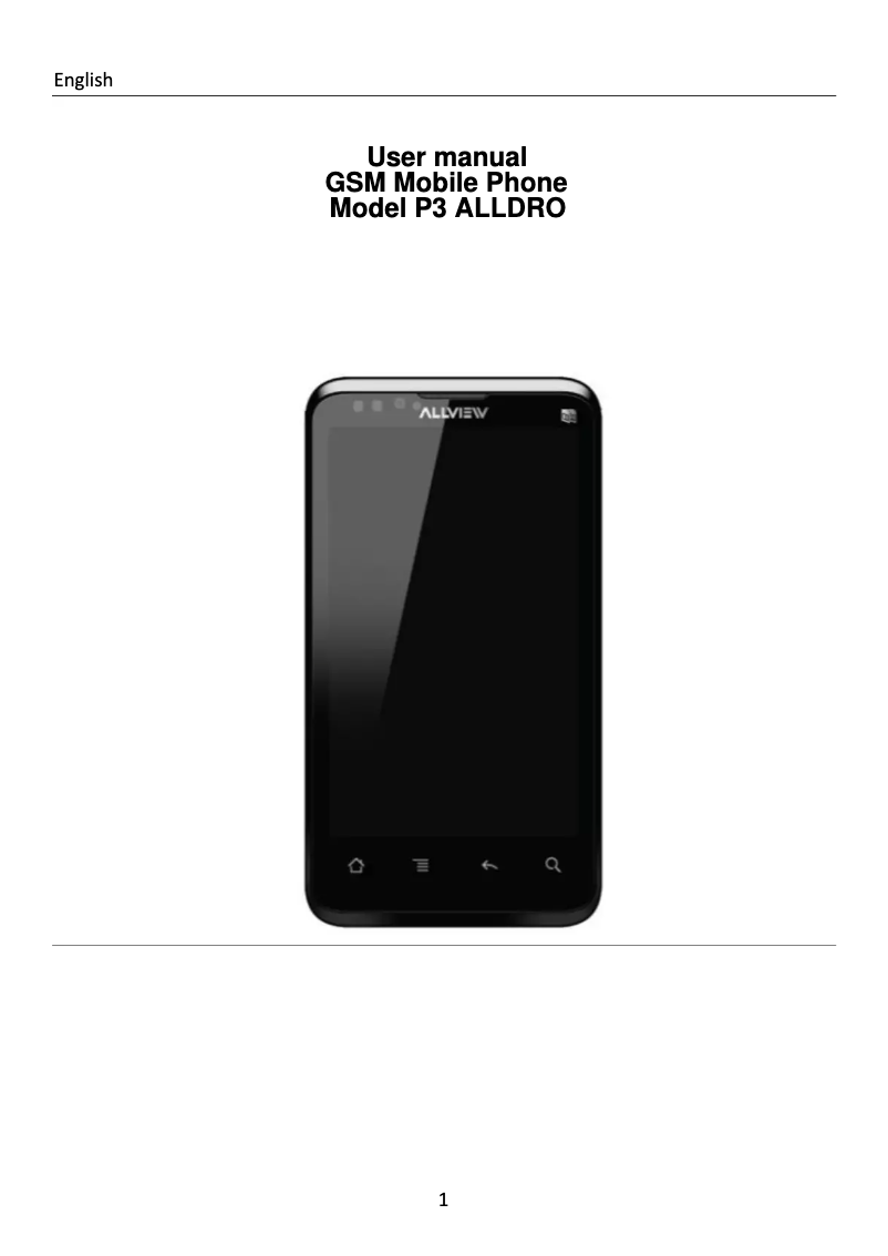 Page 1 de la notice Manuel utilisateur Allview P3 Alldro