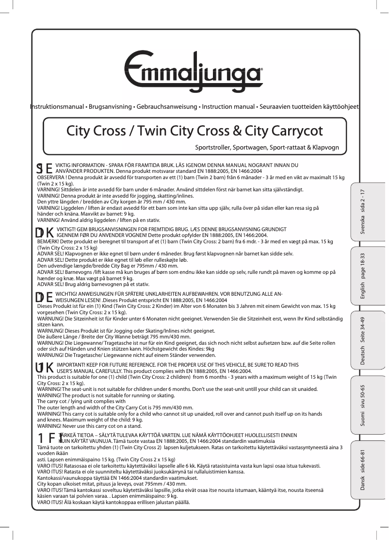 Image de la première page du manuel de l'appareil Twin City Cross