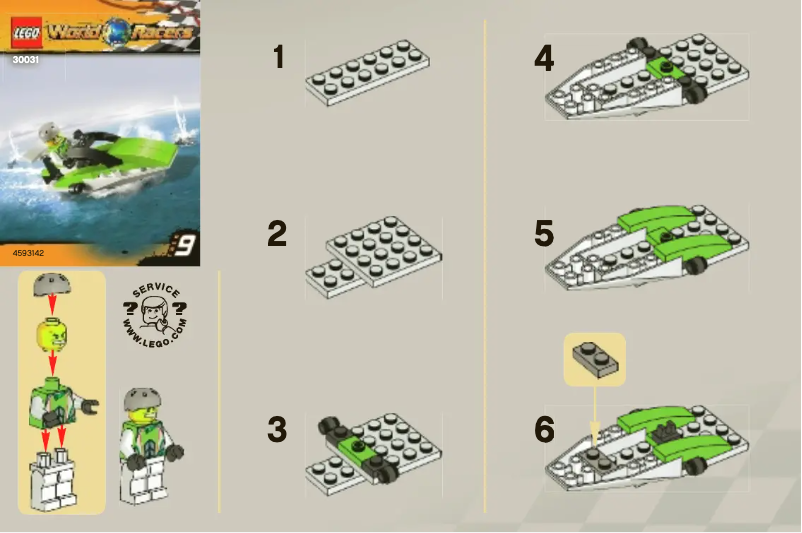 Page 1 de la notice Manuel utilisateur Lego World Race Powerboat