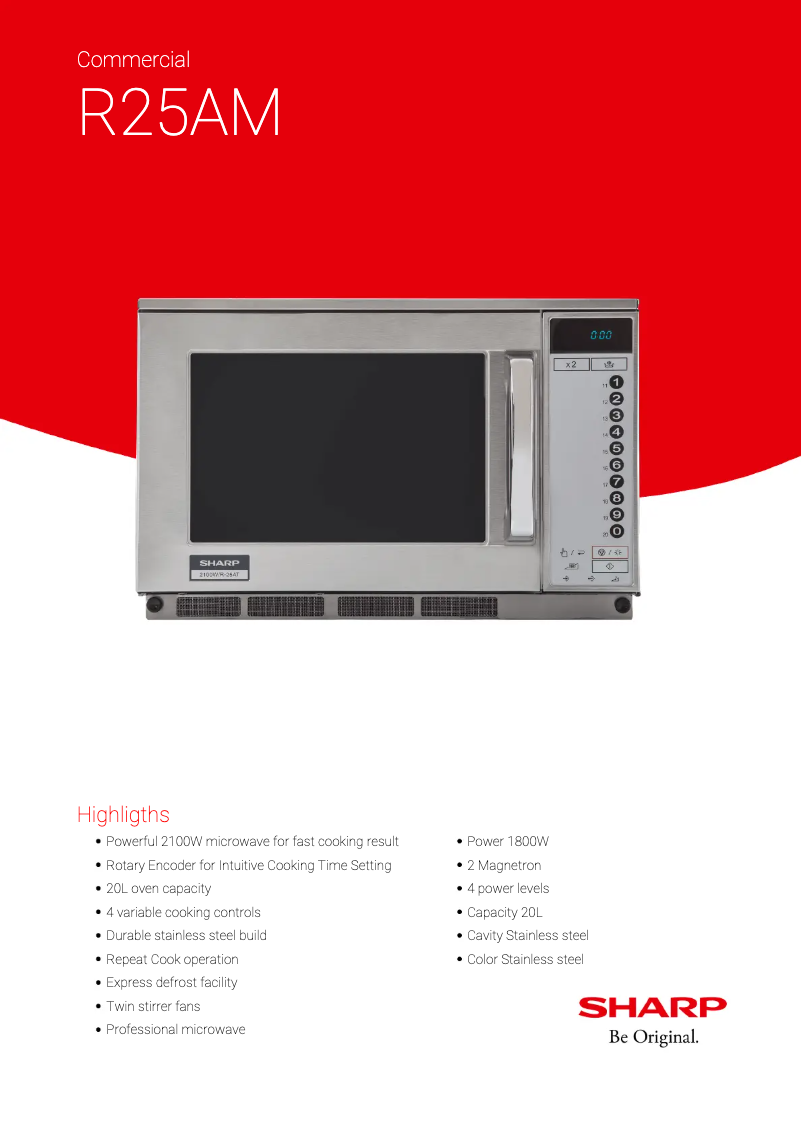 Page 1 de la notice Fiche technique Sharp R-25AM