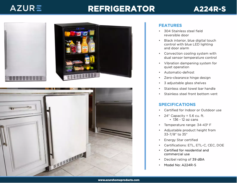 Página 1 del manual Folleto Azure A224R-S