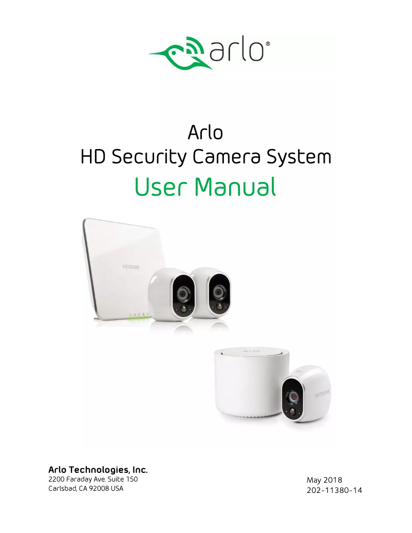 Page 1 de la notice Manuel utilisateur Arlo HD Security Camera System