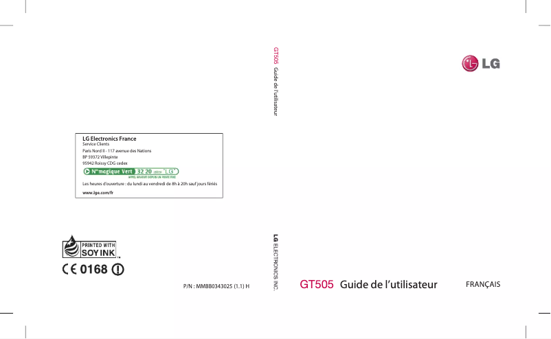 Page n°1 - Manuel utilisateur LG GT505
