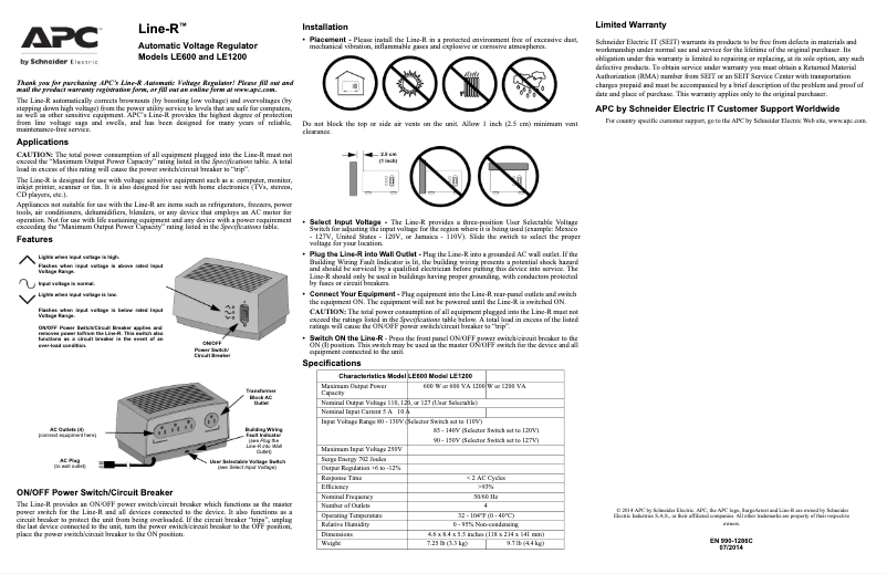 Image de la première page du manuel de l'appareil Line-R LE1200