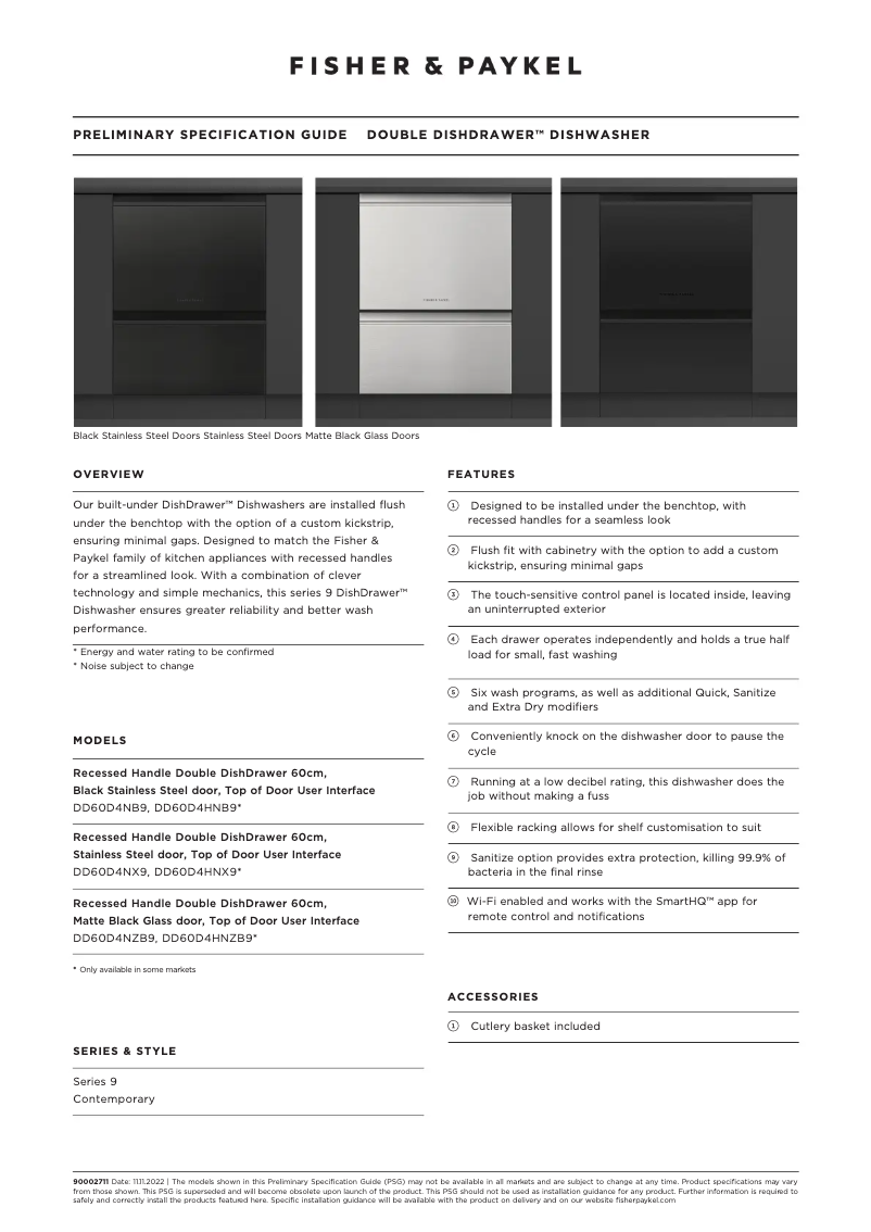 Page n°1 - Fiche technique Fisher & Paykel DD60D4NB9