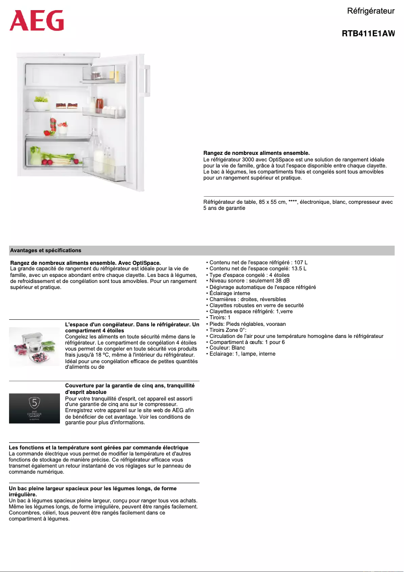 Image de la première page du manuel de l'appareil RTB411E1AW