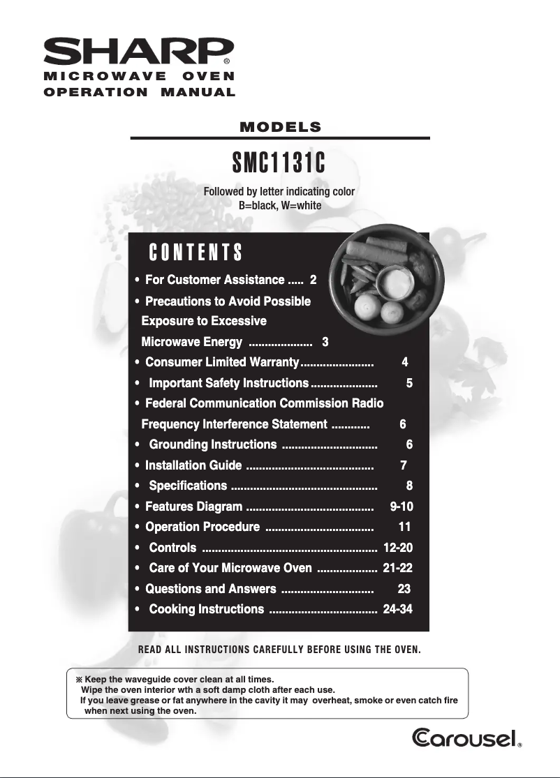 Page n°1 - Manuel utilisateur Sharp SMC1131CB