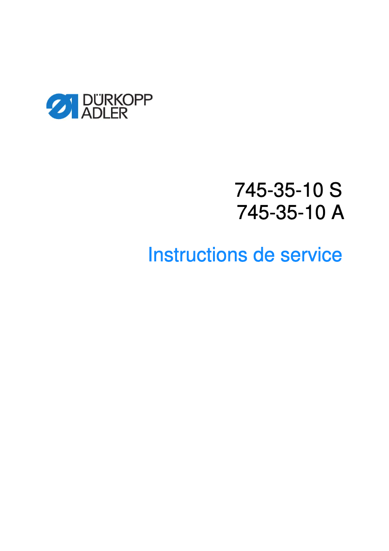 Page 1 de la notice Manuel utilisateur Dürkopp Adler 745