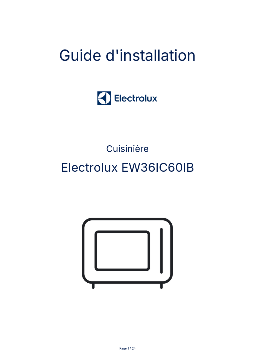 Image de la première page du manuel de l'appareil EW36IC60IB