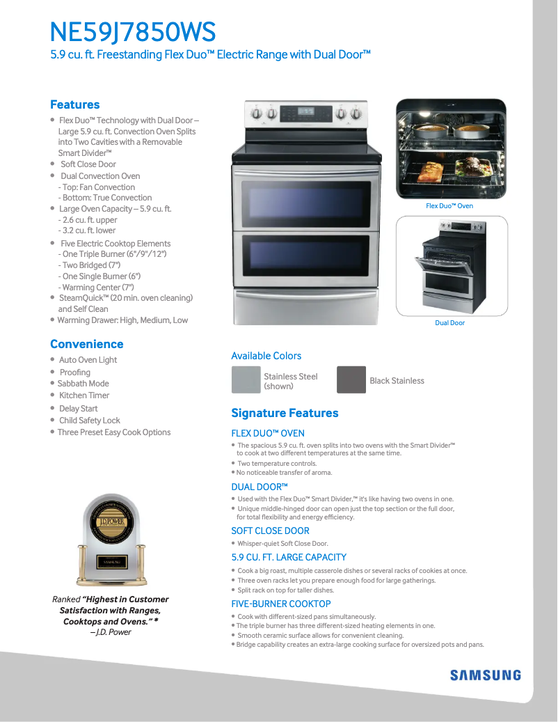 Page n°1 - Informations de garantie Samsung NE59J7850WG