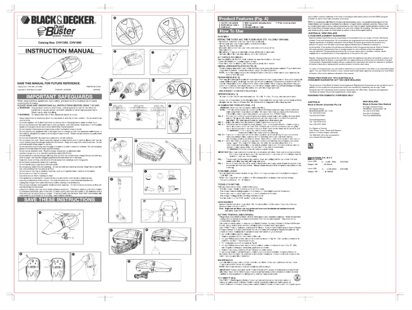 Image de la première page du manuel de l'appareil Dustbuster CHV1680