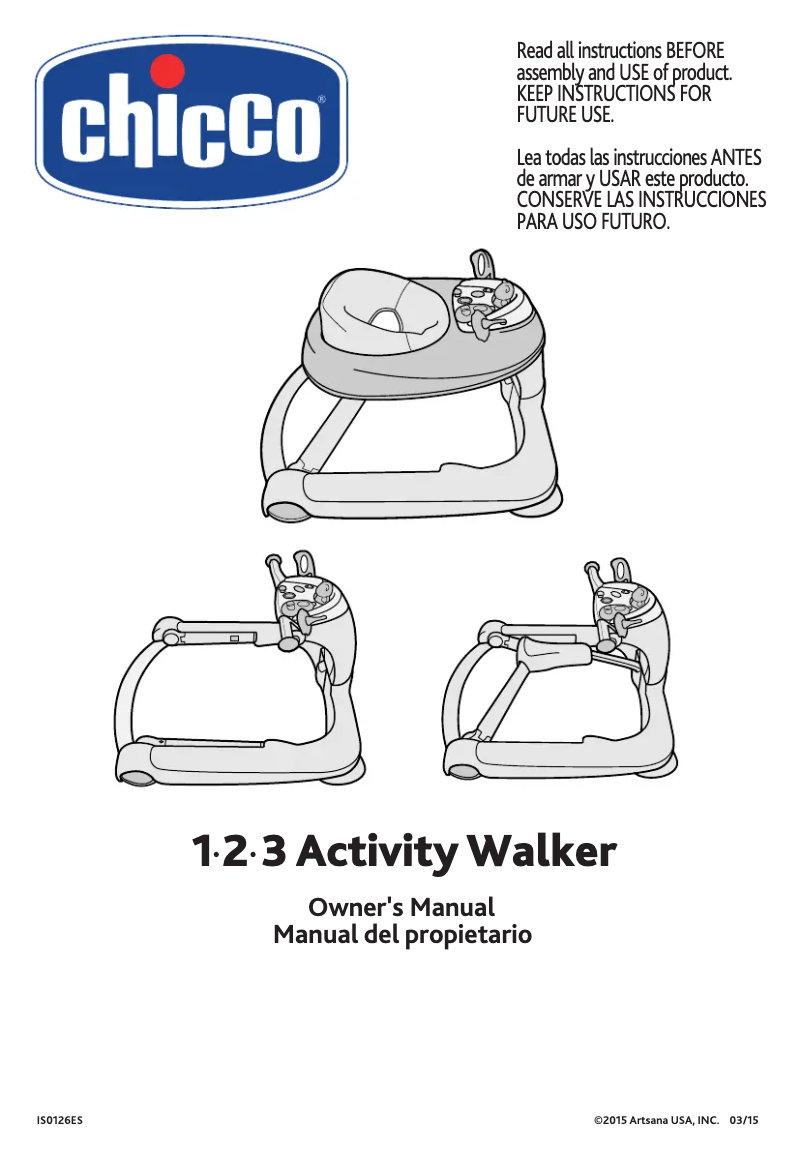 Page 1 de la notice Manuel utilisateur Chicco 1-2-3 Activity Walker