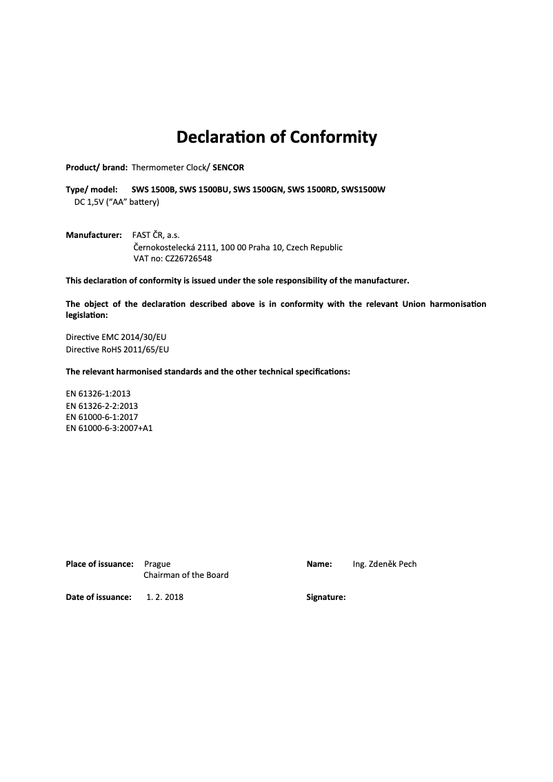 Page 1 de la notice Manuel utilisateur Sencor SWS 1500