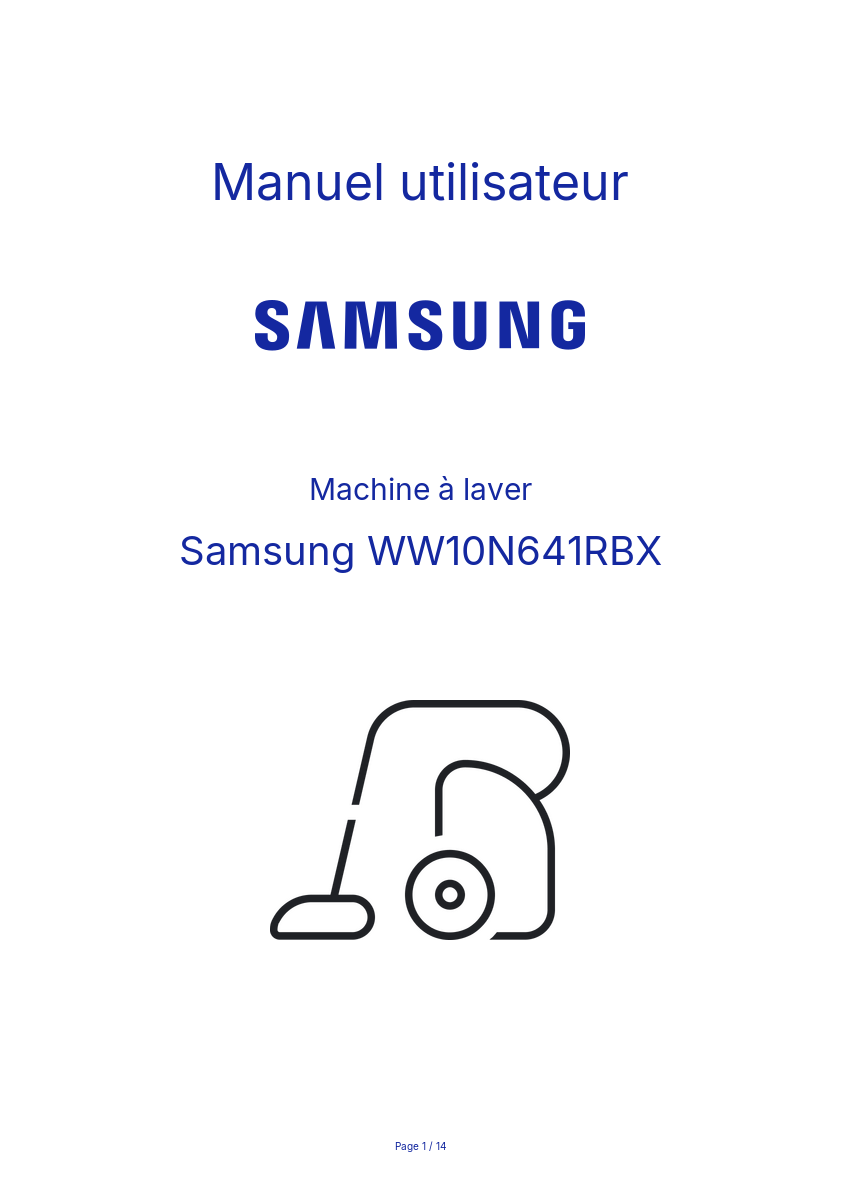 Page n°1 - Manuel utilisateur Samsung WW10N641RBX