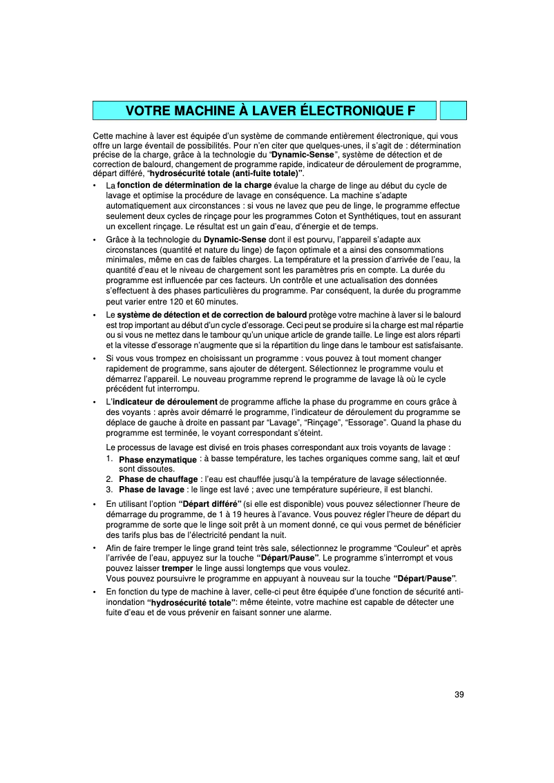 Page 1 de la notice Manuel utilisateur Bauknecht WA 8385