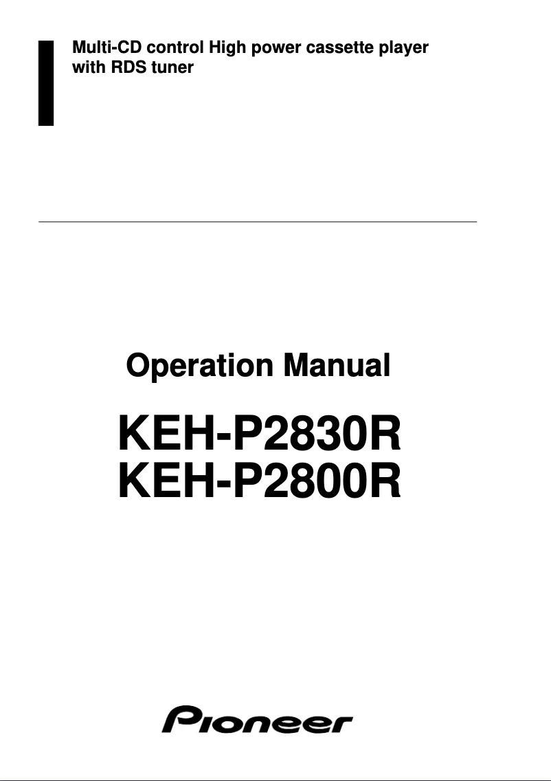 Image de la première page du manuel de l'appareil KEH-P2800R
