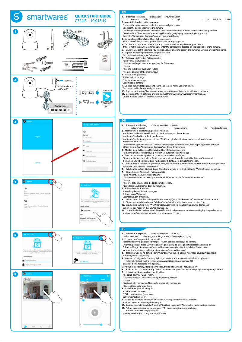 Page 1 de la notice Manuel utilisateur Smartwares C724IP