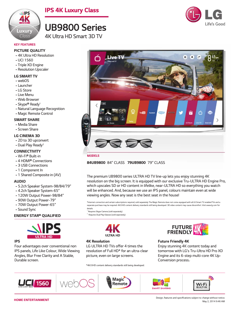 Imagen de la primera página del manual del dispositivo 84UB9800