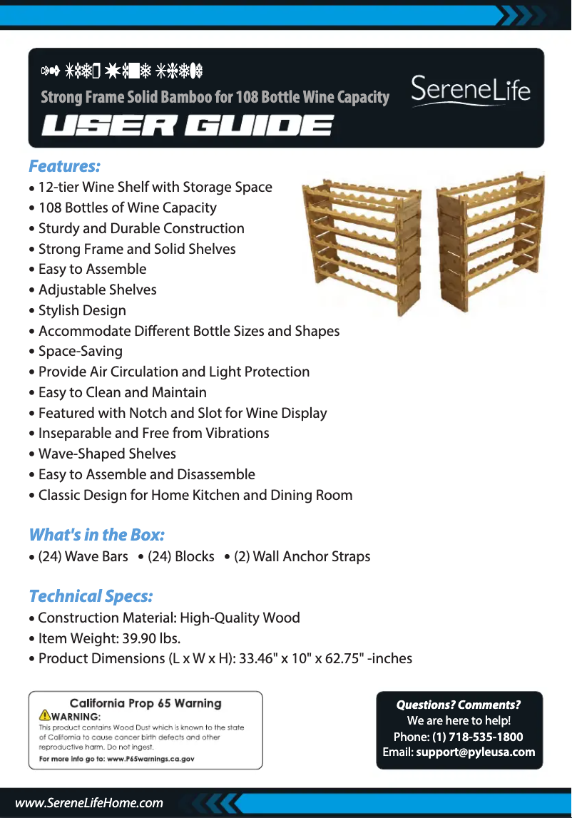 Page 1 de la notice Manuel utilisateur SereneLife SLWMDSF960