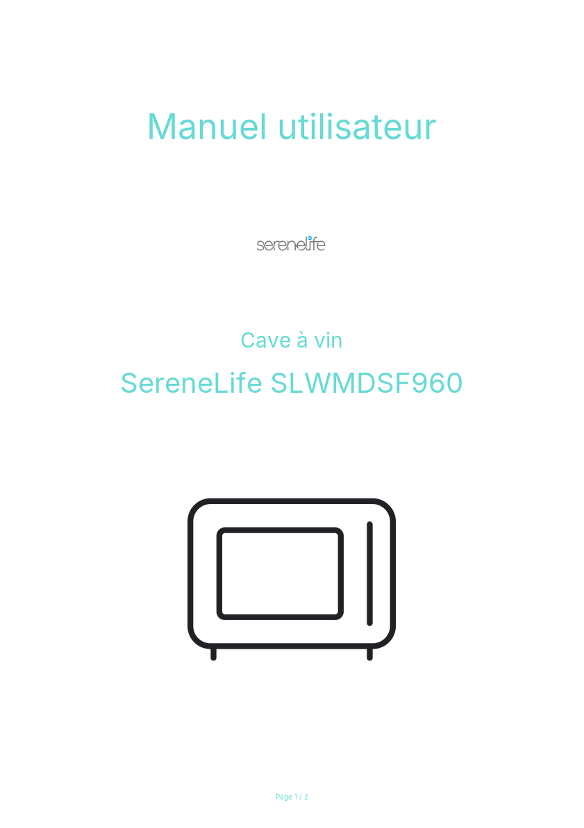 Page n°1 - Manuel utilisateur SereneLife SLWMDSF960
