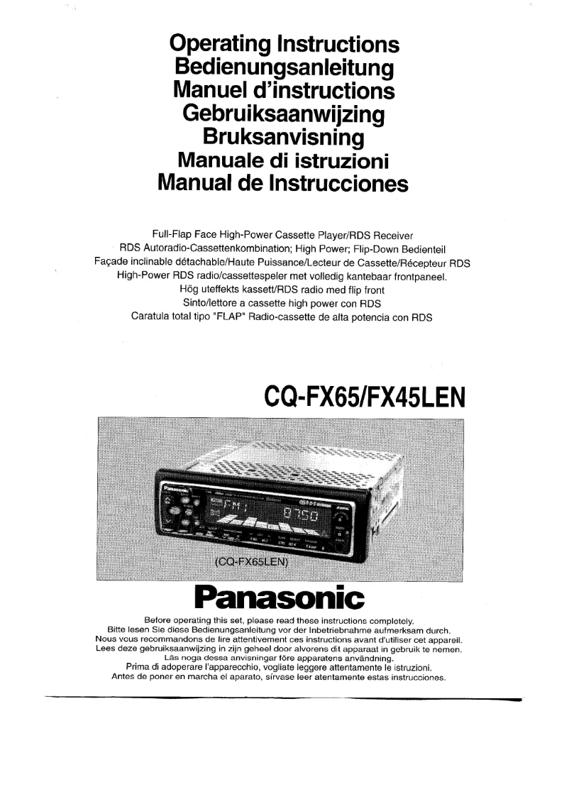 Page n°1 - Manuel utilisateur Panasonic CQ-FX45LEN