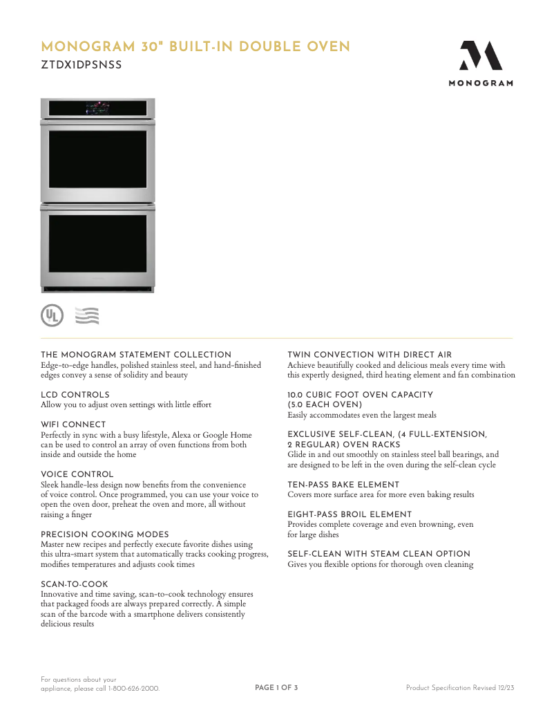Image de la première page du manuel de l'appareil ZTDX1DPSNSS