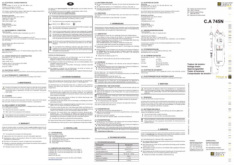 Image de la première page du manuel de l'appareil C.A 745N