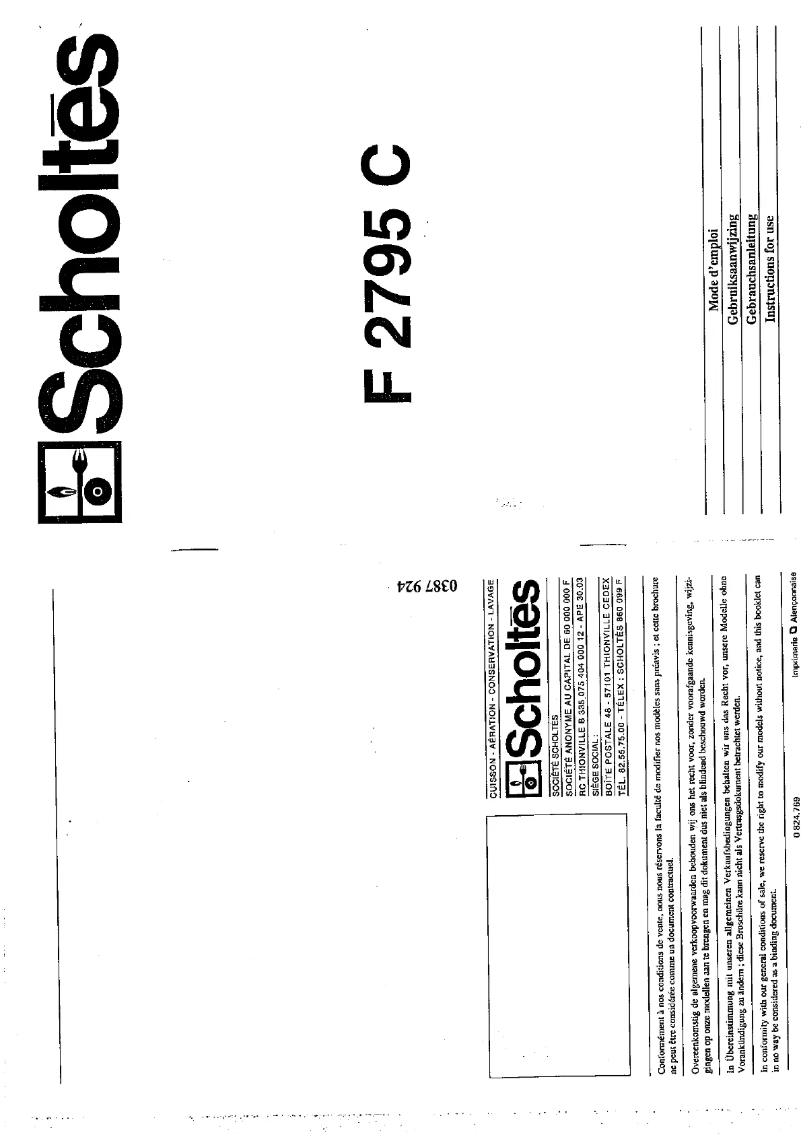 Image de la première page du manuel de l'appareil F 2795 C