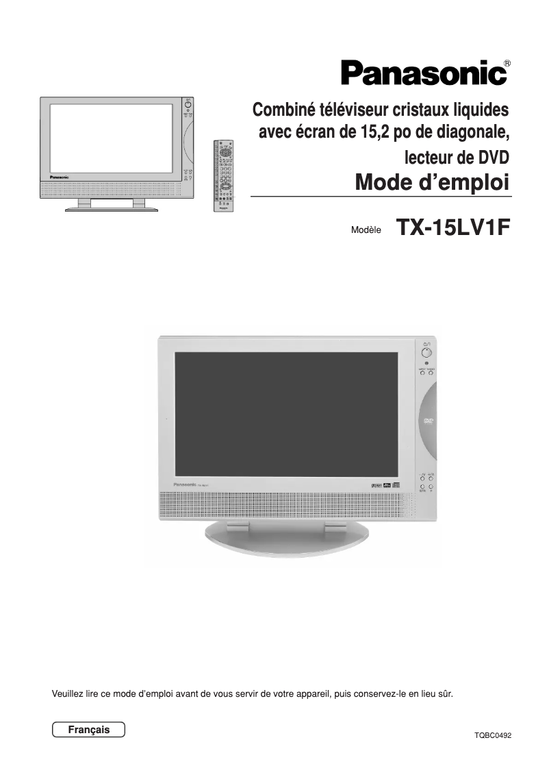 Image de la première page du manuel de l'appareil Viera TX-15LV1F